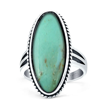 Oval New Design Statement Fashion Oxidized Simulated Turquoise Solid 925 Sterling Silver